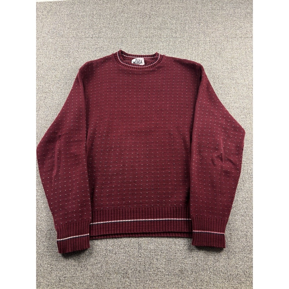 Woolrich Vintage 90s Men's Maroon Cotton Knit Crewneck Cottage Sweater L USA